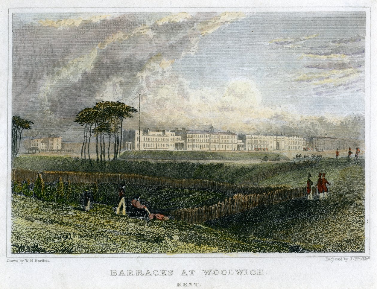 Kasernen in Woolwich, Kent, ca. 1830 von John James Hinchliff