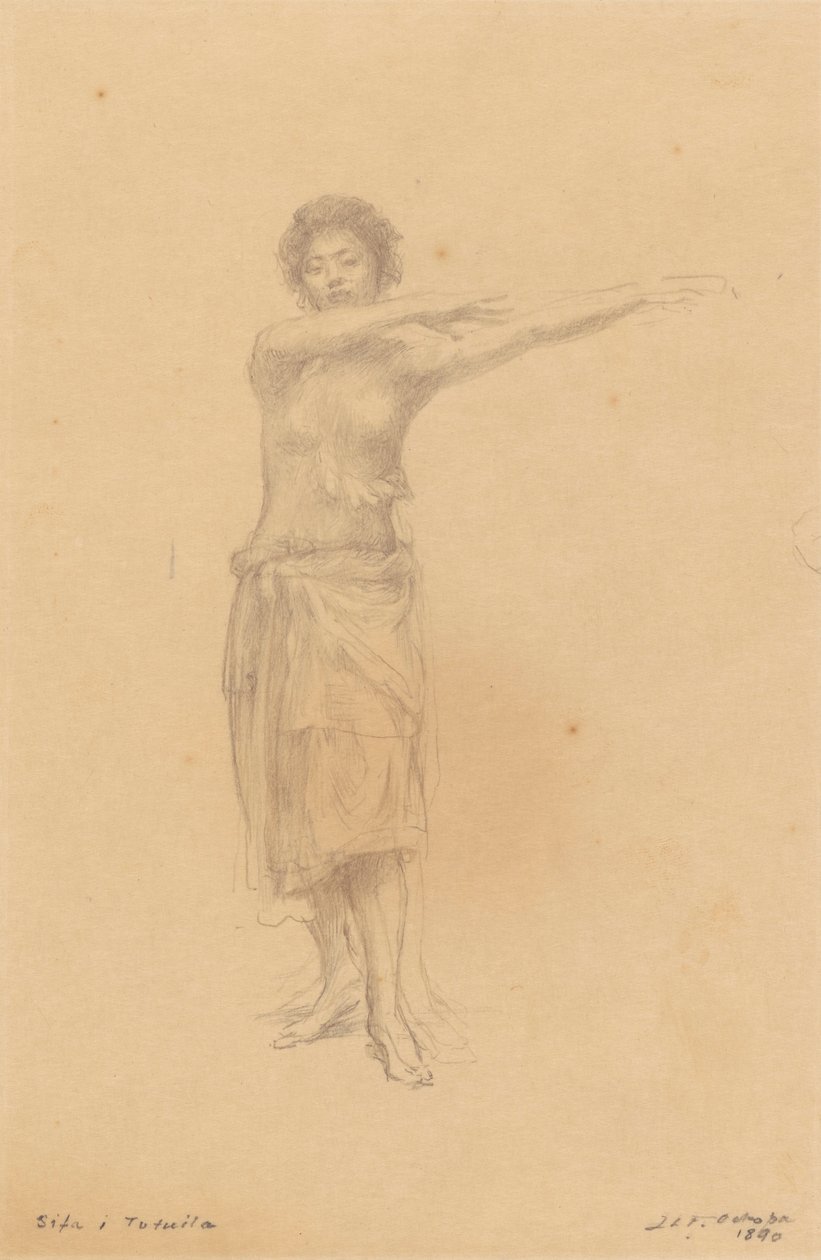 Taupo tanzt den stehenden Siva, Samoa von John La Farge