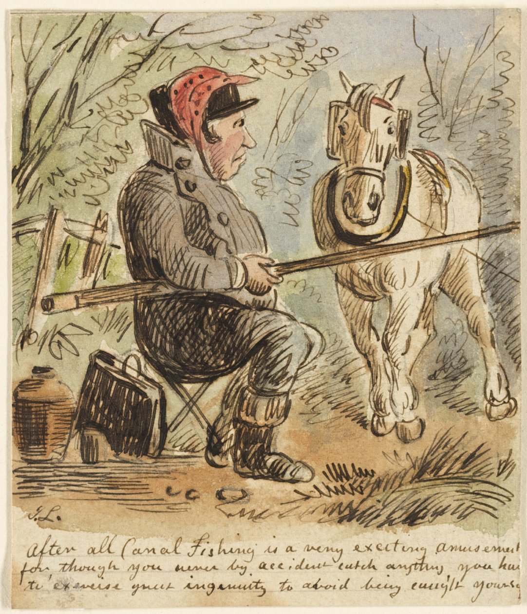 Angeln im Kanal von John Leech