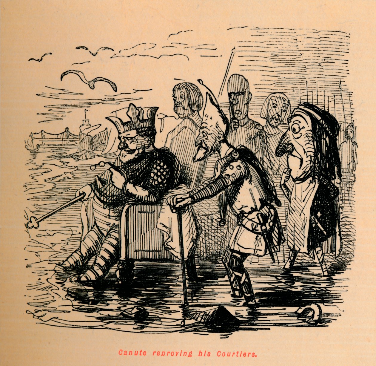 Knut tadelt seine Höflinge von John Leech