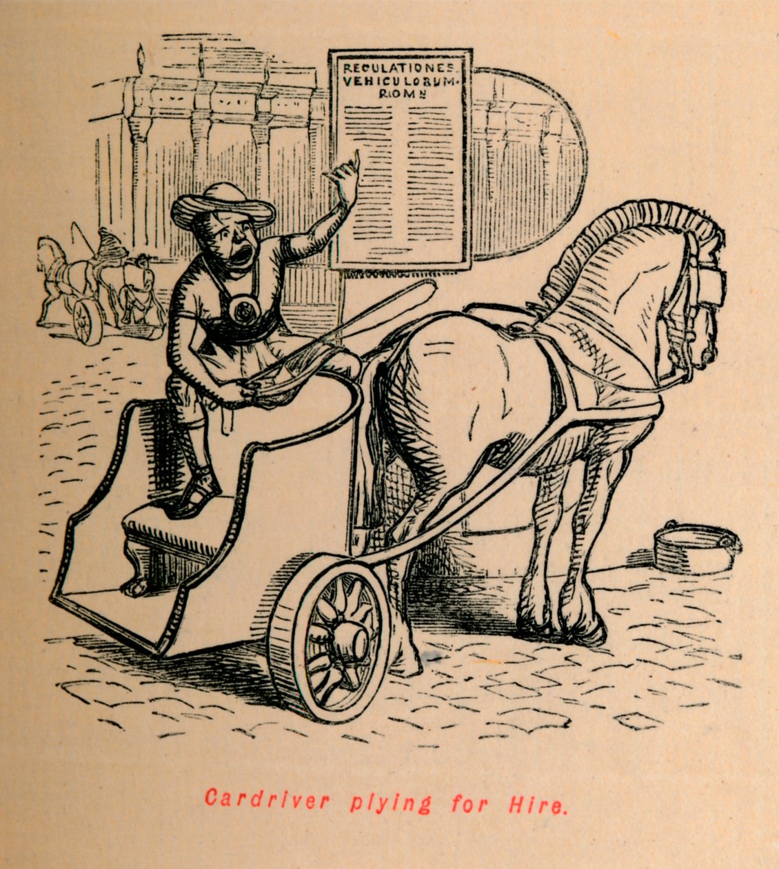 Kutscher, der zur Miete fährt, 1852 von John Leech