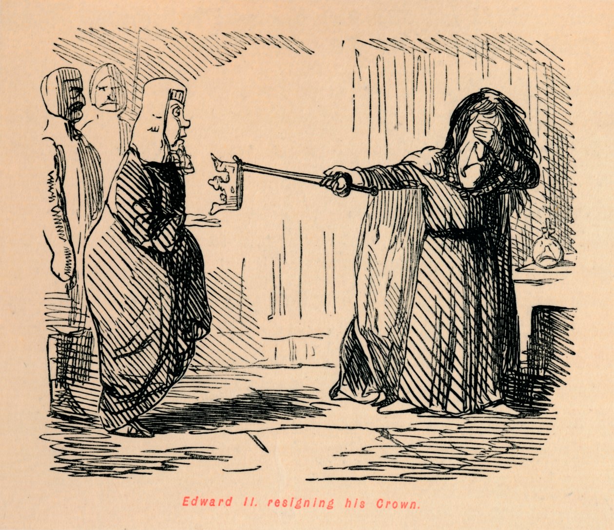Edward II. tritt seine Krone ab, ca. 1860 von John Leech