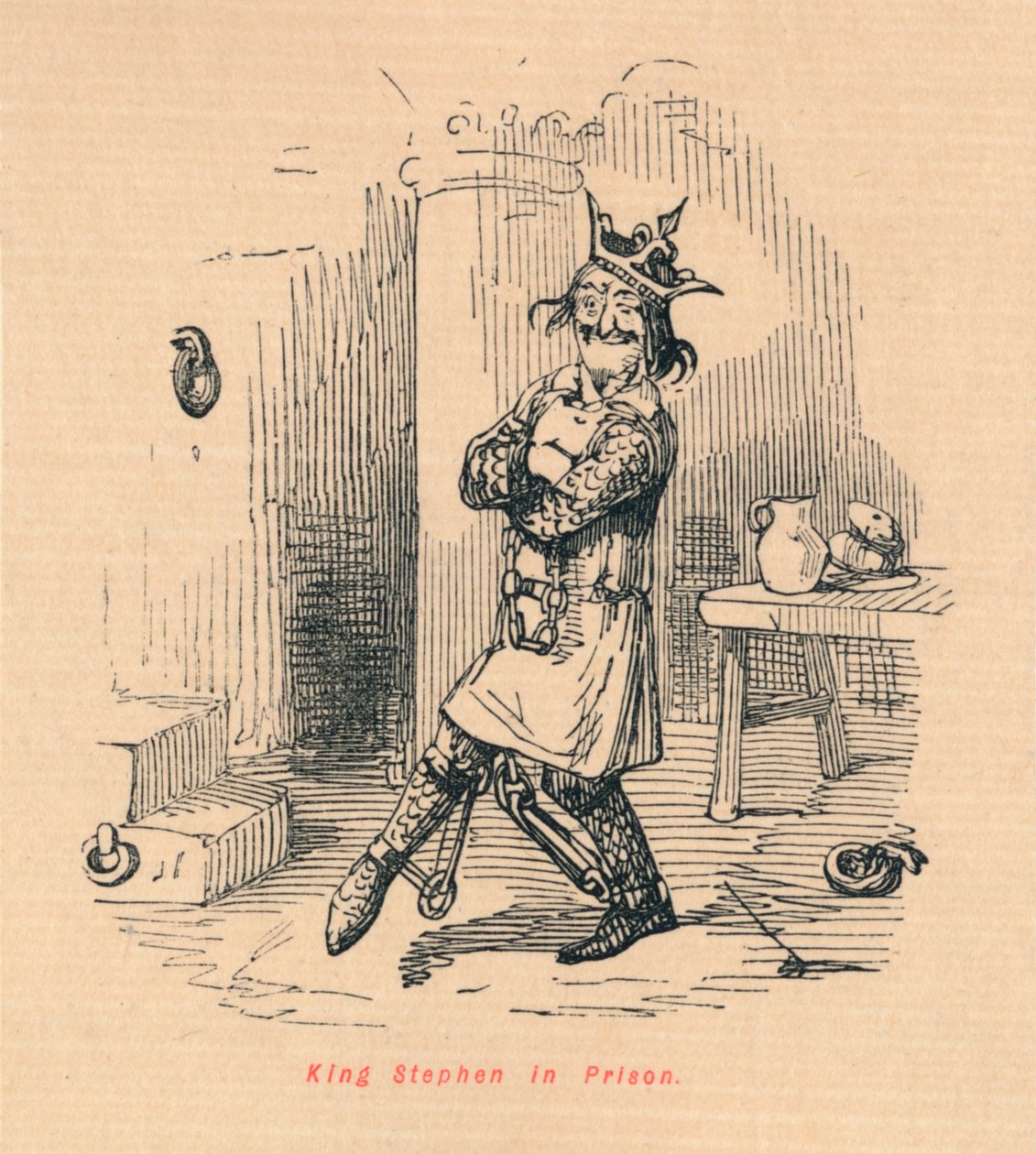 König Stephan im Gefängnis, ca. 1860 von John Leech