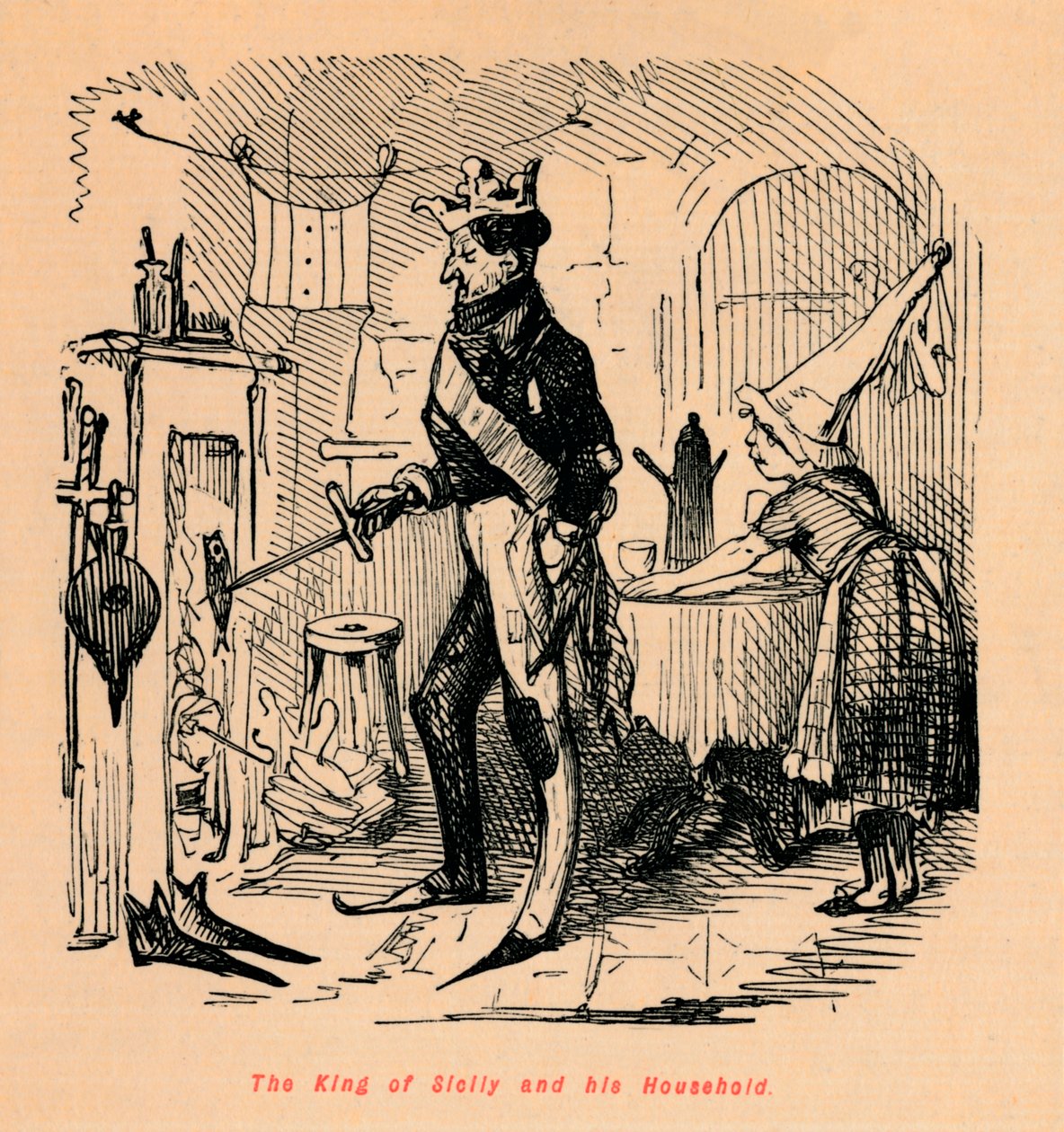 Der König von Sizilien und sein Haushalt von John Leech