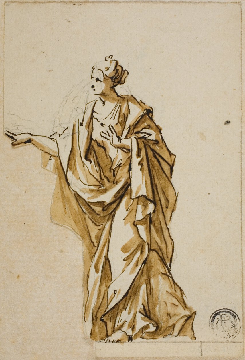 Stehende weibliche Figur, die nach links zeigt von John Michael Rysbrack