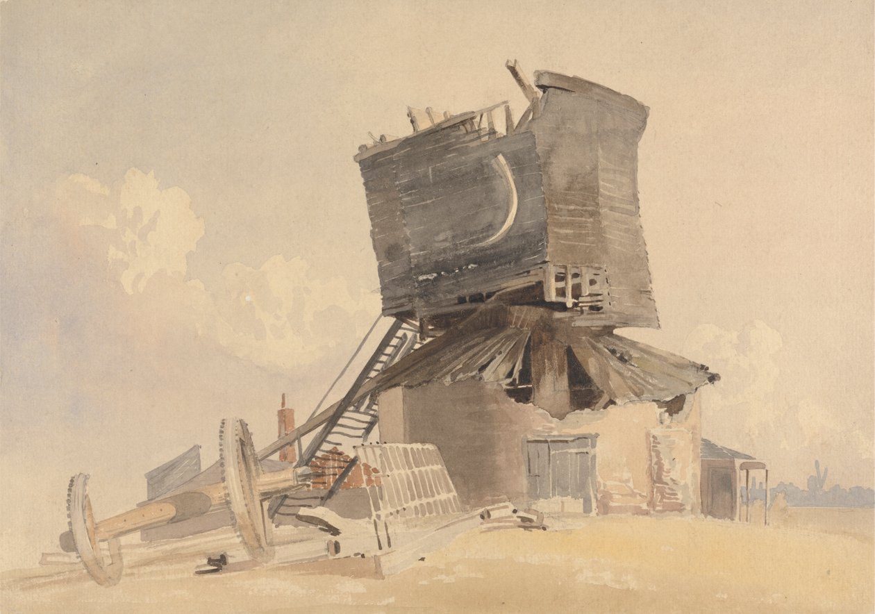 Eine sturmbeschädigte Windmühle von John Middleton
