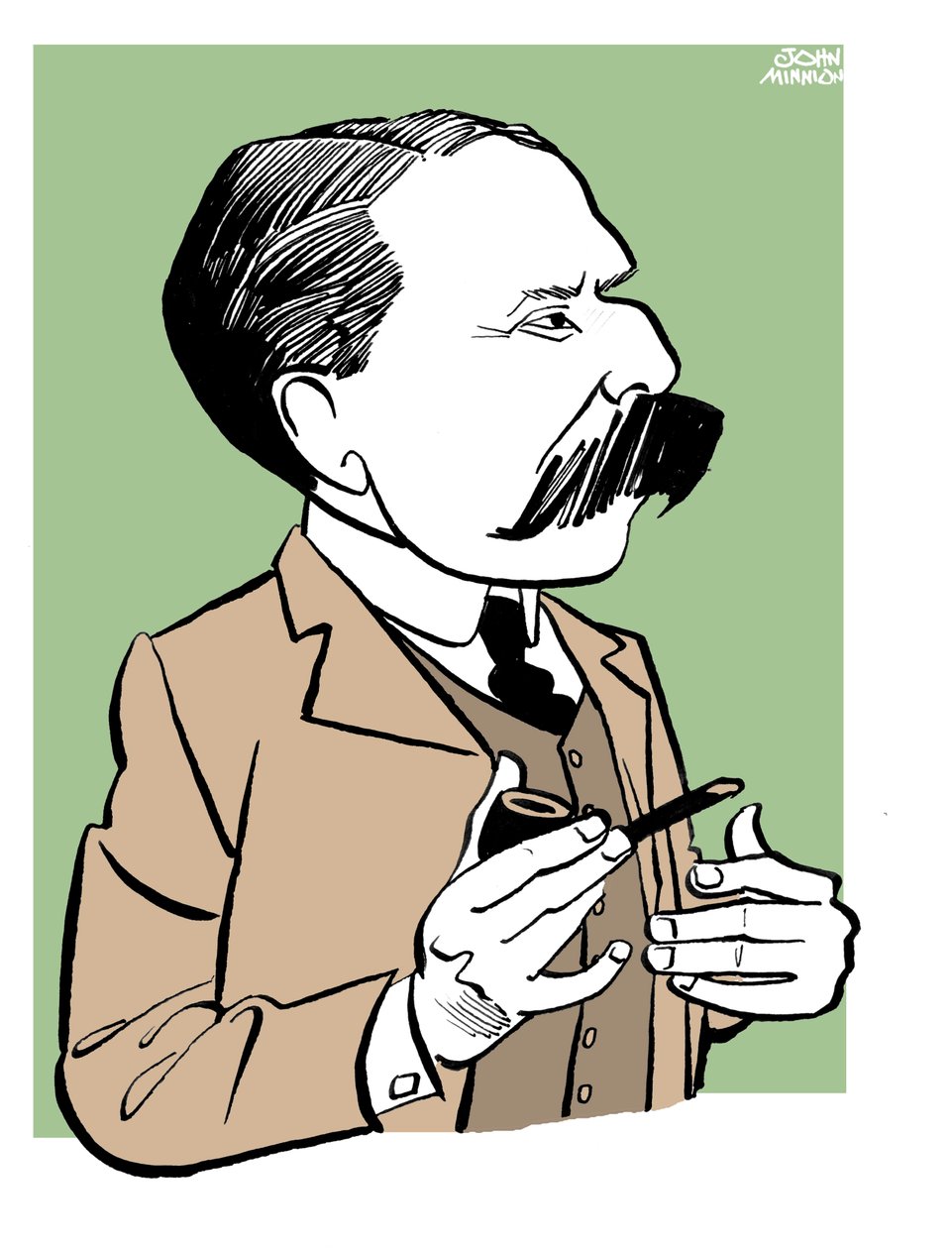 Edward Elgar - Karikatur mit Pfeife von John Minnion