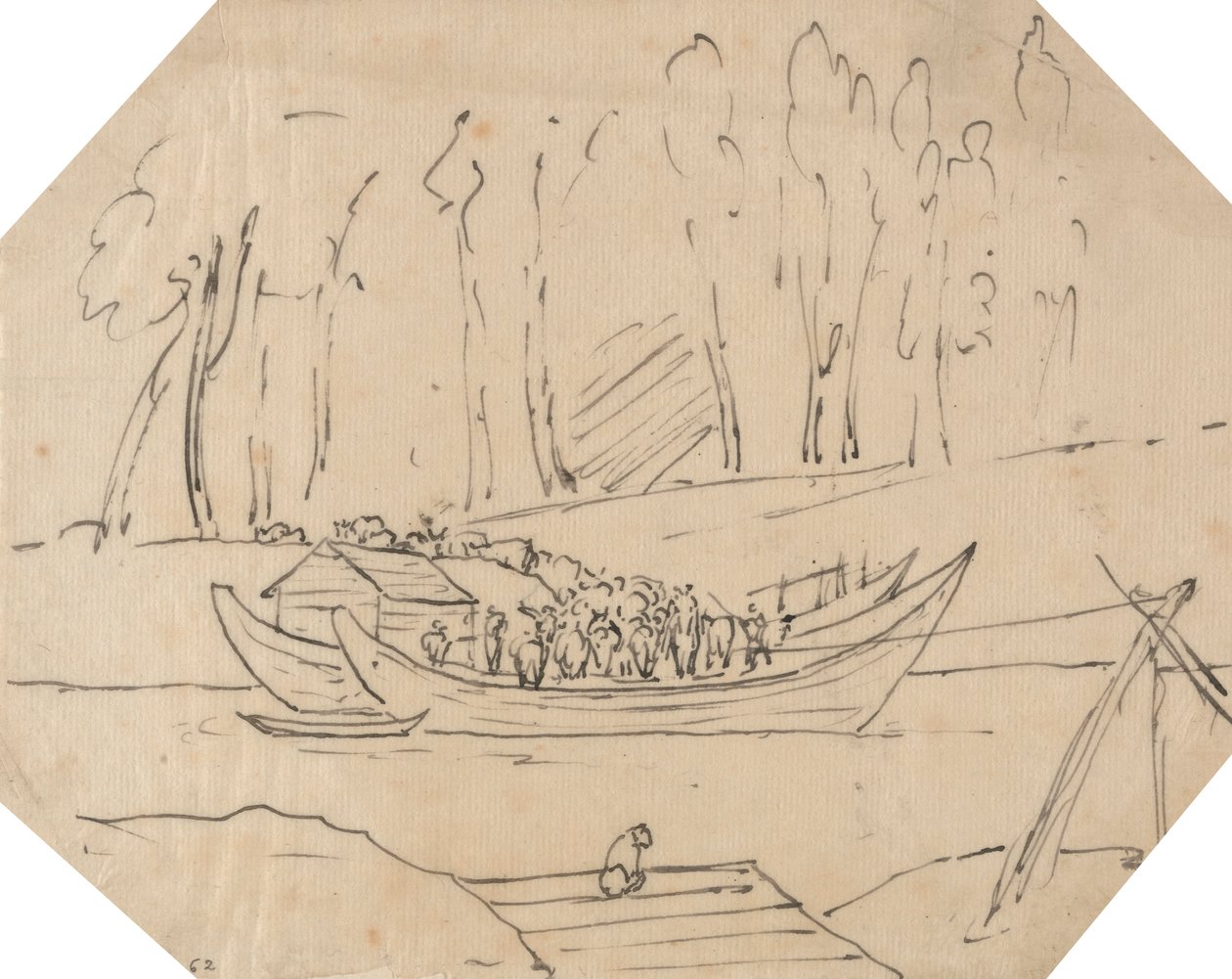 Rinder auf einem Boot von John Robert Cozens