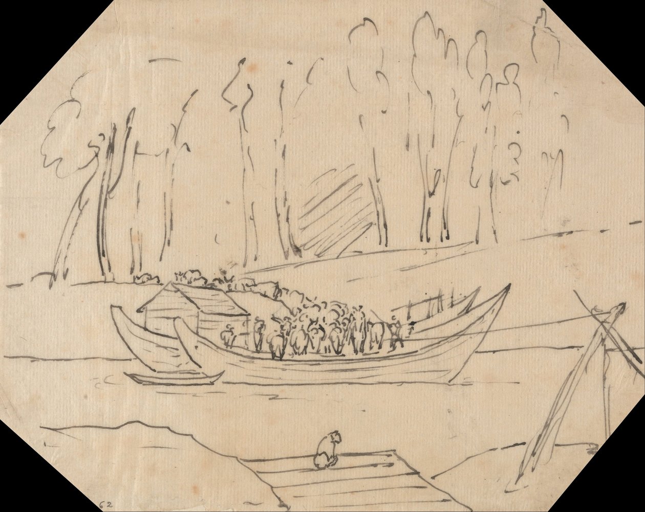 Rinder auf einem Boot von John Robert Cozens