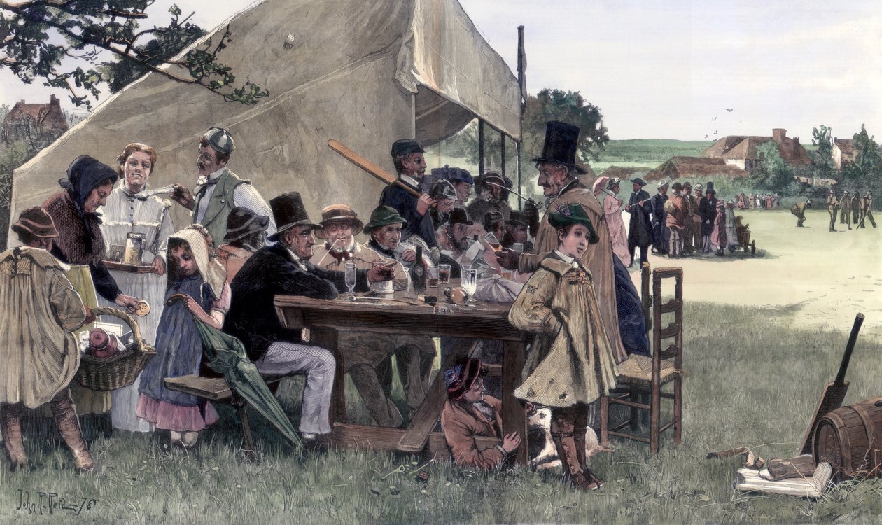 Ein Cricketspiel auf dem Land, Sussex, 1878 von John Robertson Reid