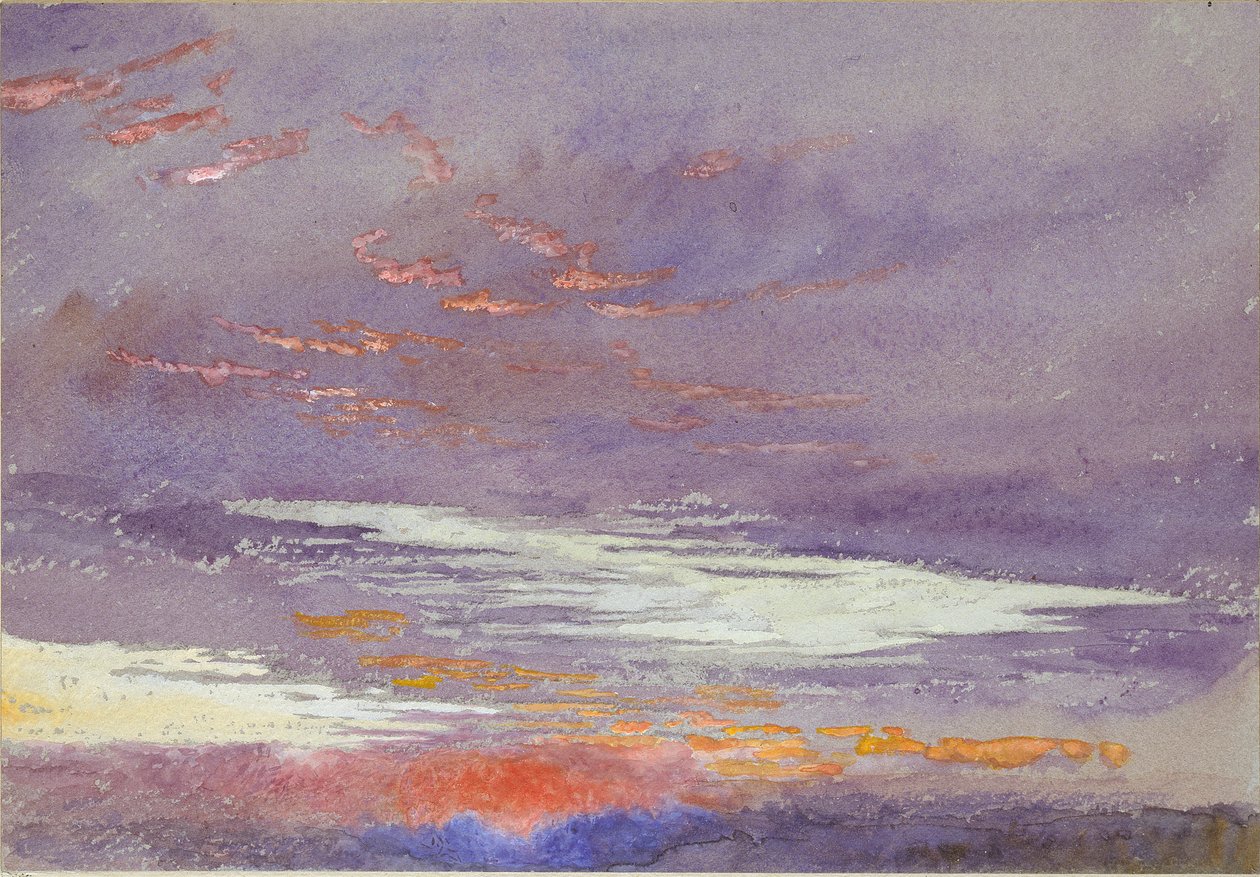 Studie der Morgendämmerung: lila Wolken, März 1868 von John Ruskin