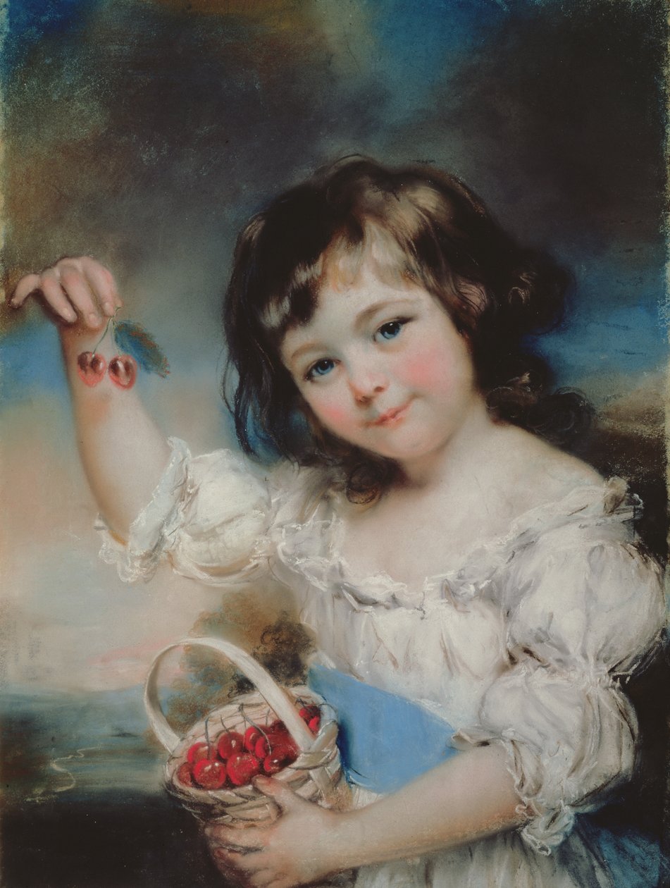 Kleines Mädchen mit Kirschen von John Russell