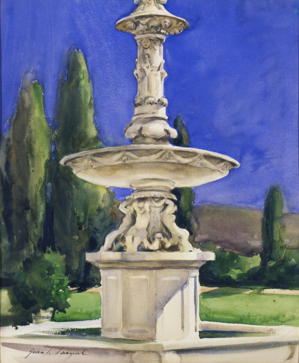 Marmorbrunnen in Italien, ca. 1907 von John Singer Sargent