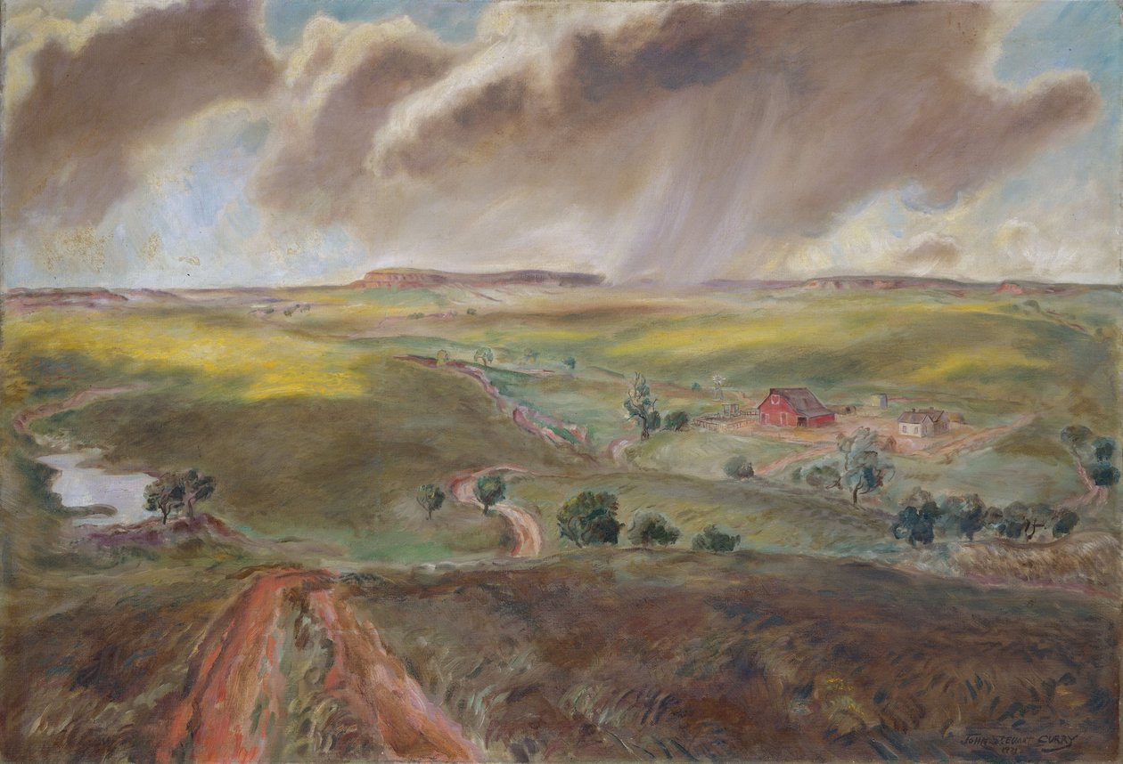 Frühlingsschauer (Landschaft in West-Kansas) von John Steuart Curry