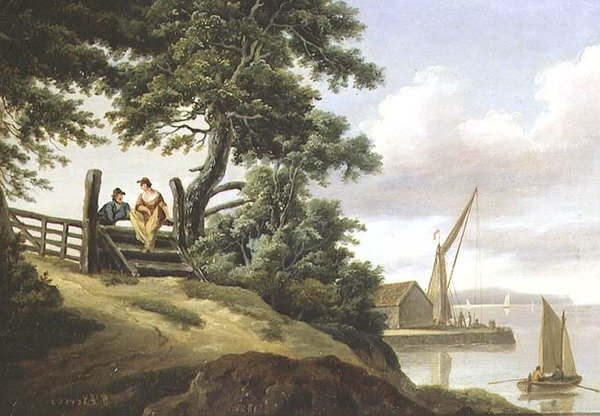 Liebende an einem Tor von John Thomas Serres