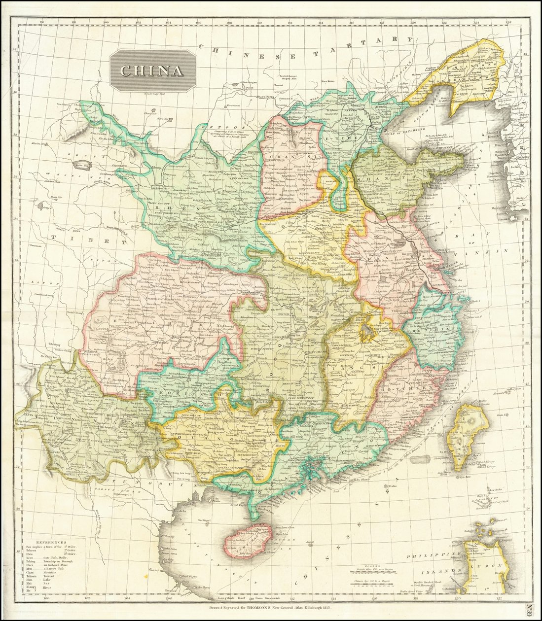 Karte von China, 1815 von John Thomson