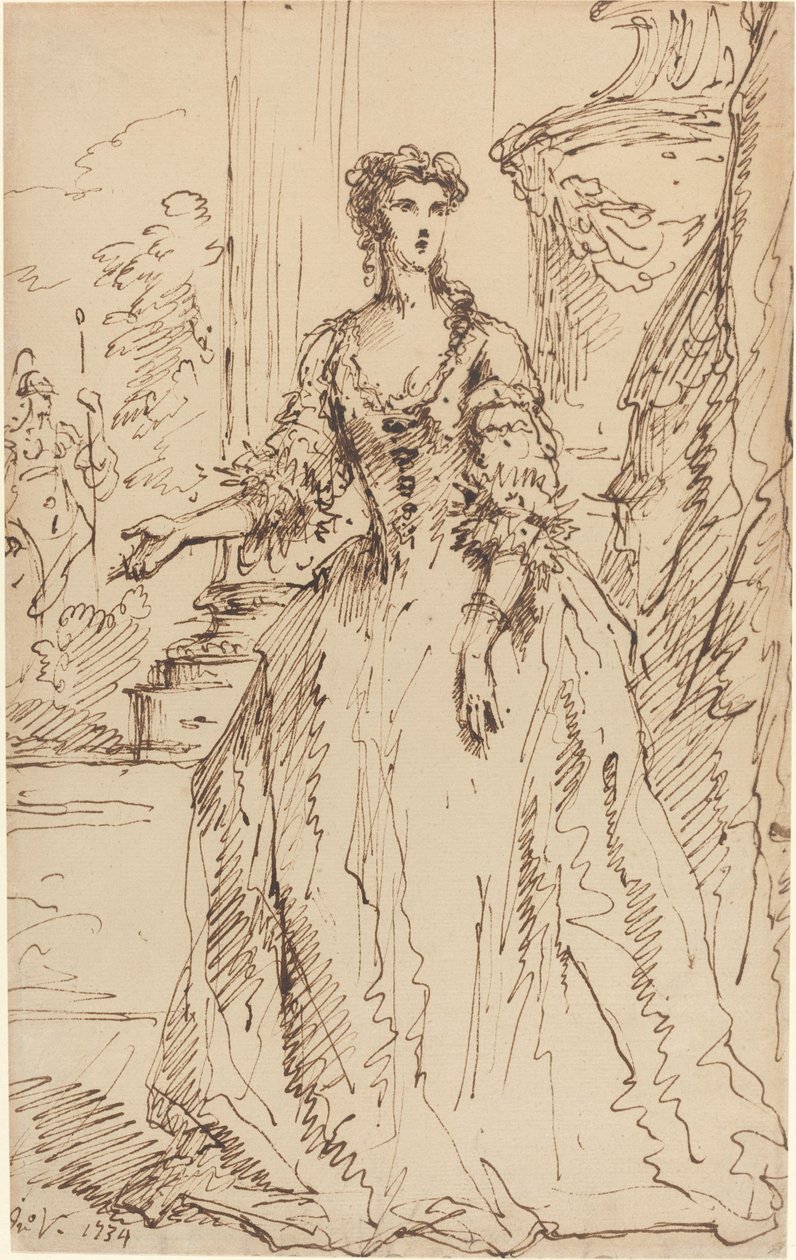 Porträt einer stehenden Dame von John Vanderbank