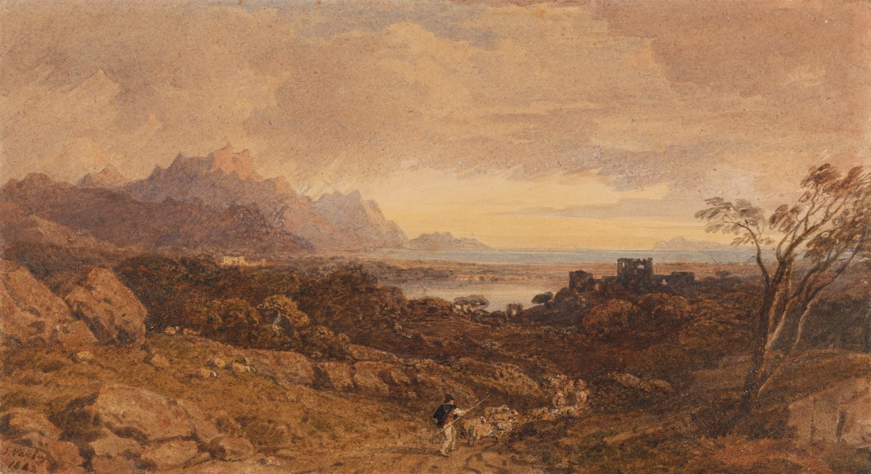 Romantische Landschaft mit fernen Bergen von John Varley