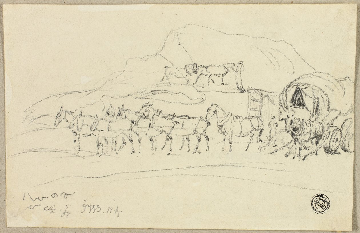 Wagen mit acht Pferden, die angespannt werden von John Ward