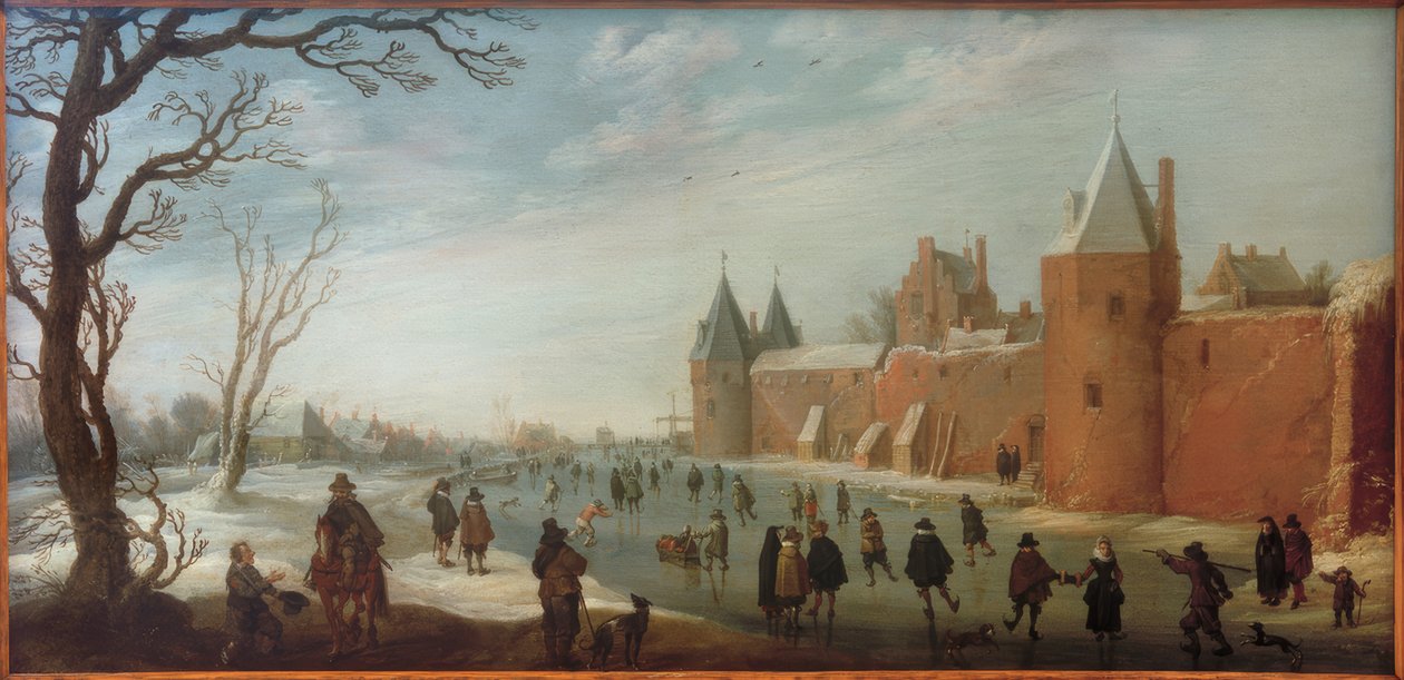 Schlittschuhläufer im Stadtgraben von Joost Cornelisz. Droochsloot