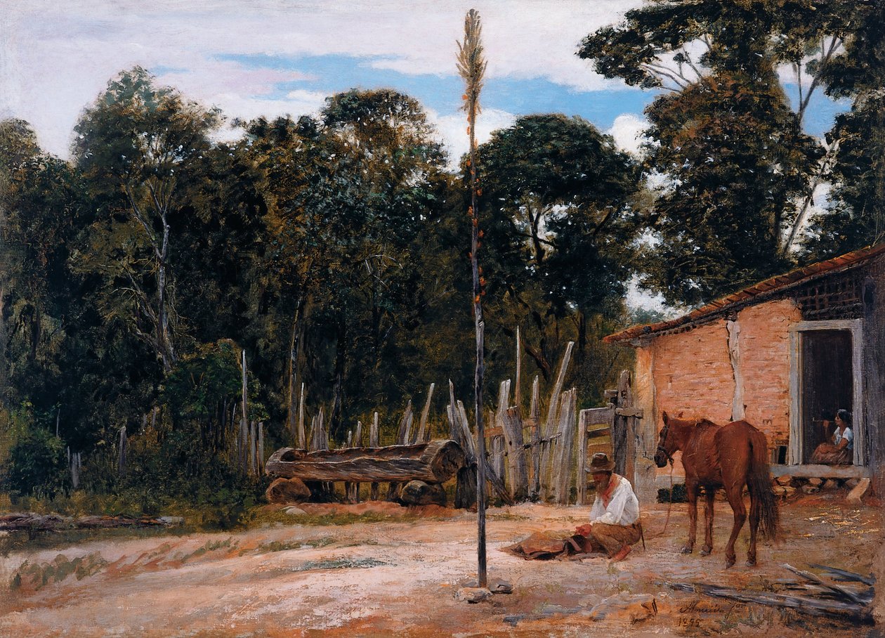 Den Sattel festziehen von José Ferraz de Almeida Júnior