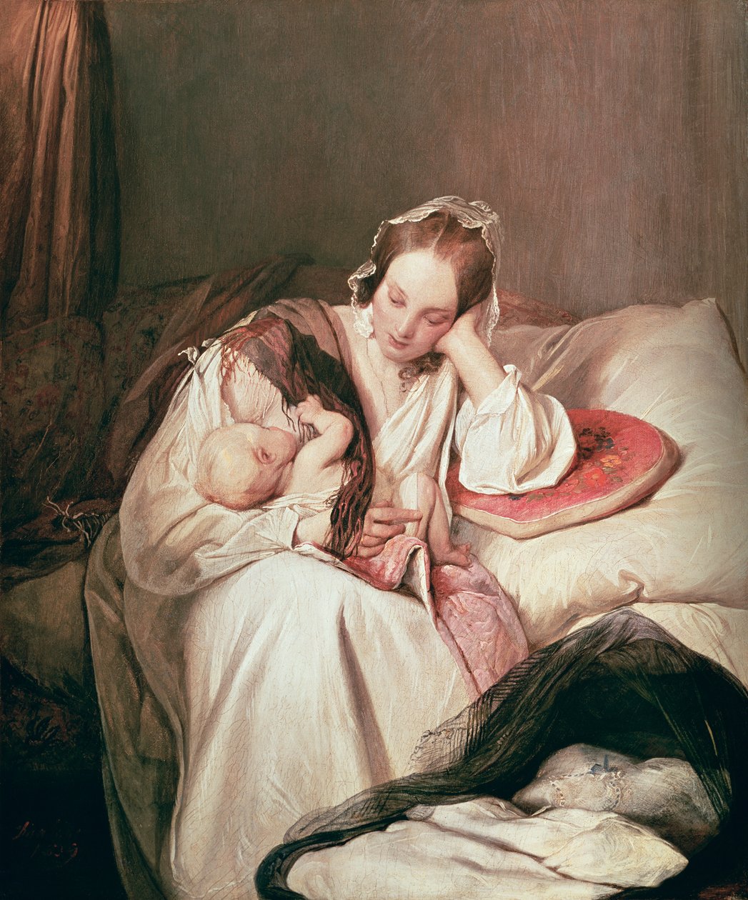 Die Liebe einer Mutter, 1839 von Josef Danhauser