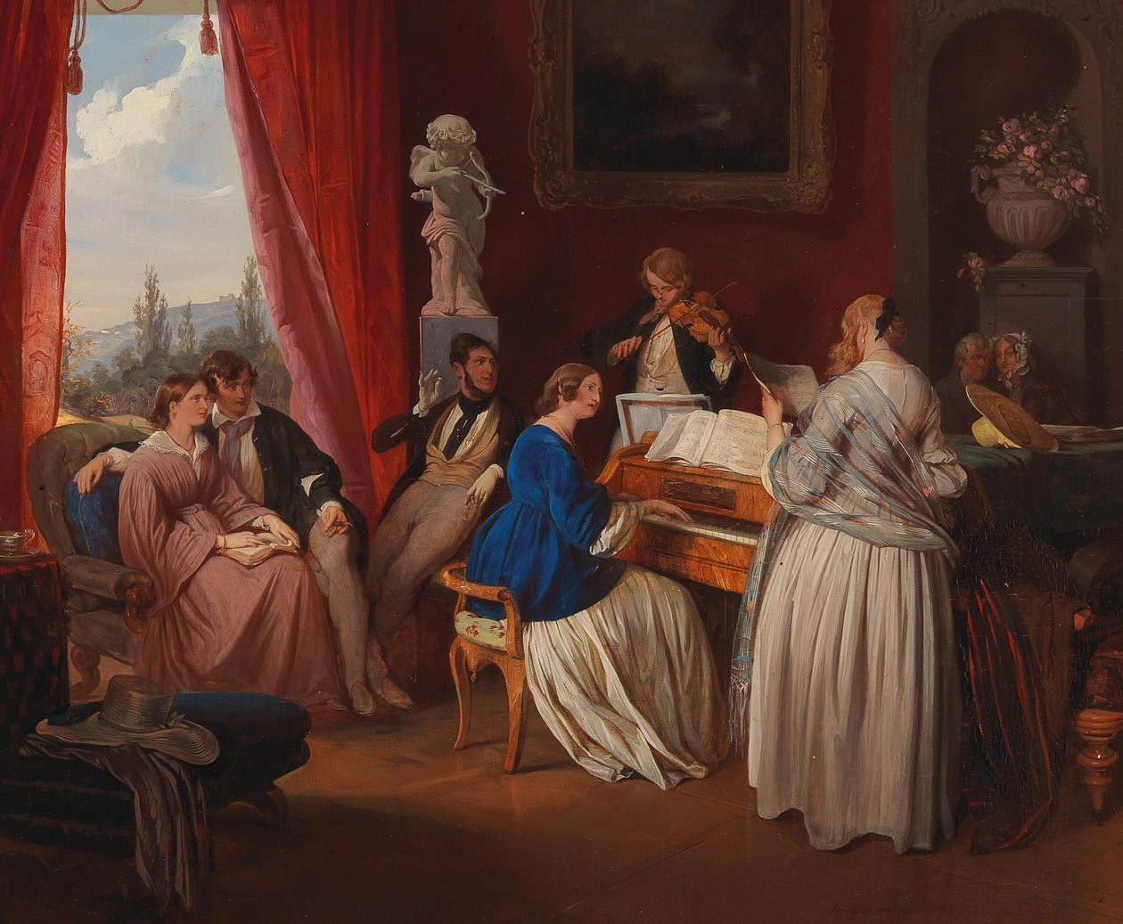 Das Familienkonzert, 1841 von Josef Danhauser