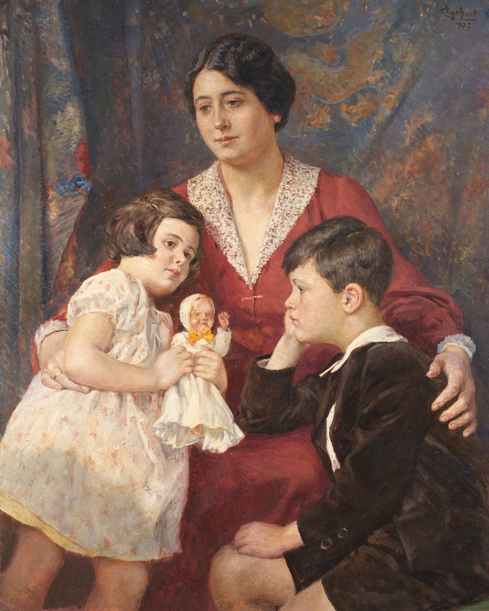 Frau Hirsch mit ihren Kindern von Josef Engelhart