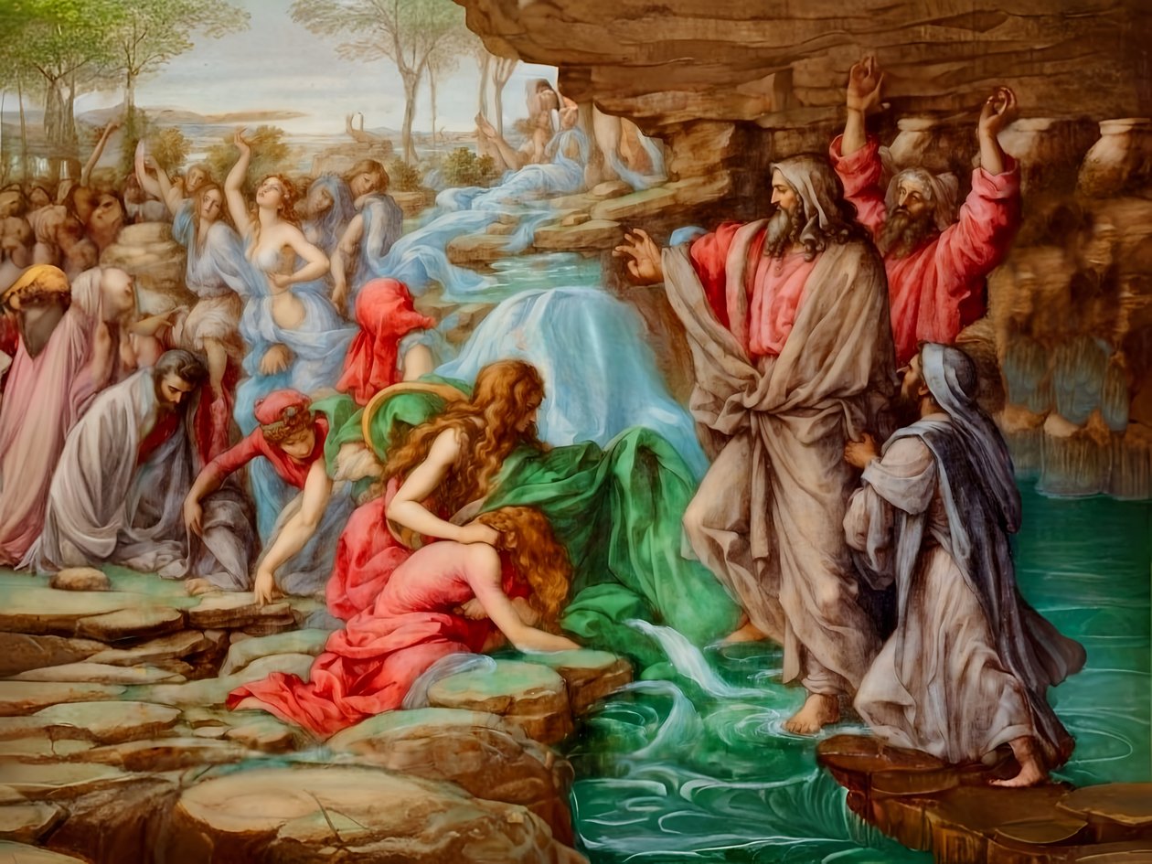 Manna und Wasser aus dem Felsen von Josef Johann Michel