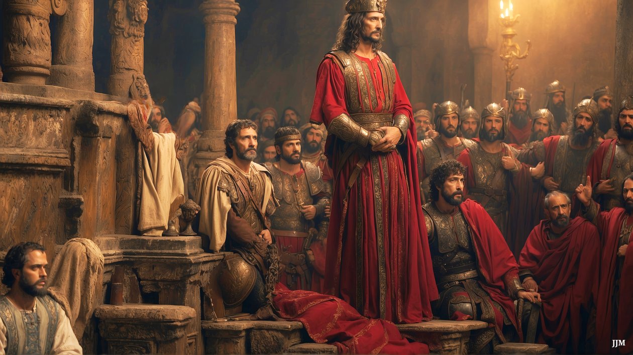 Jesus angeklagt und von Pilatus verurteilt von Josef Johann Michel