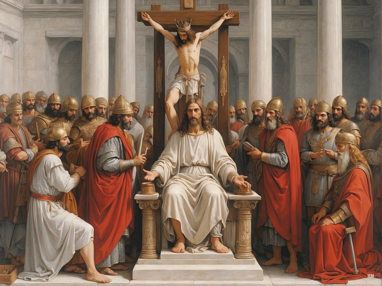 Jesus angeklagt und von Pilatus verurteilt von Josef Johann Michel