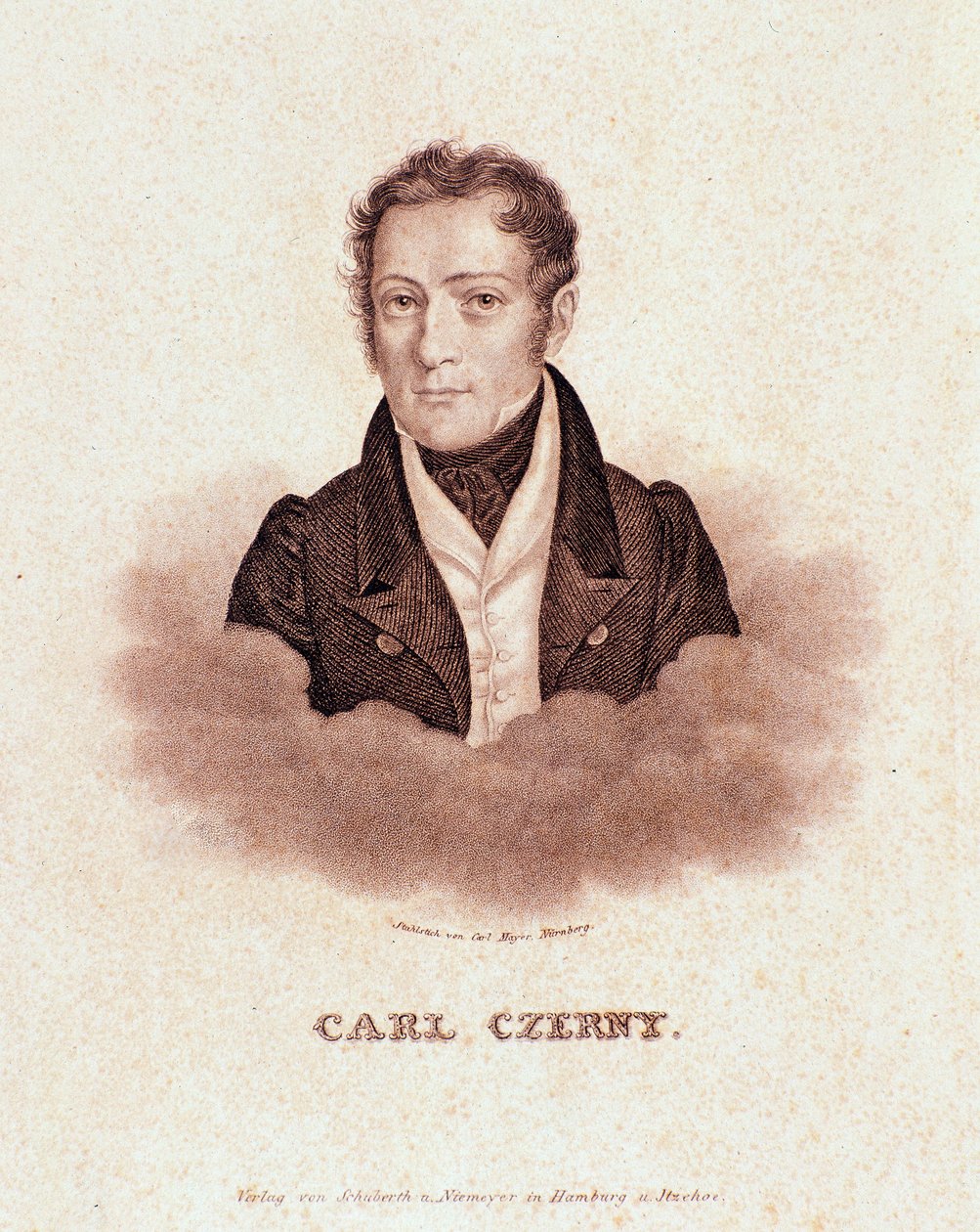 Porträt von Carl Czerny (Lithographie) von Josef Nikolaus Kriehuber