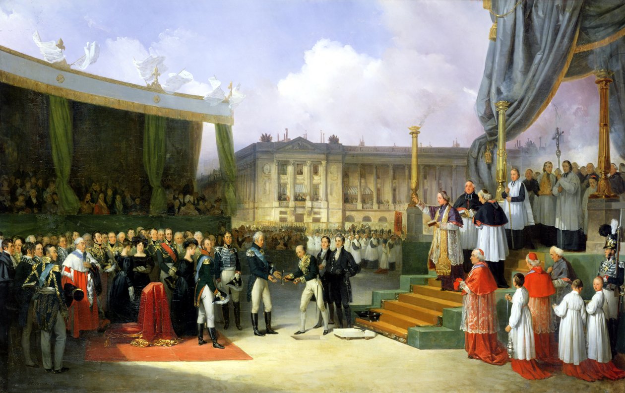 Einweihung eines Denkmals zum Gedenken an Ludwig XVI. (1754-93) durch Karl X. (1757-1836) auf dem Place de la Concorde, 3. Mai 1826, 1827 von Joseph Beaume