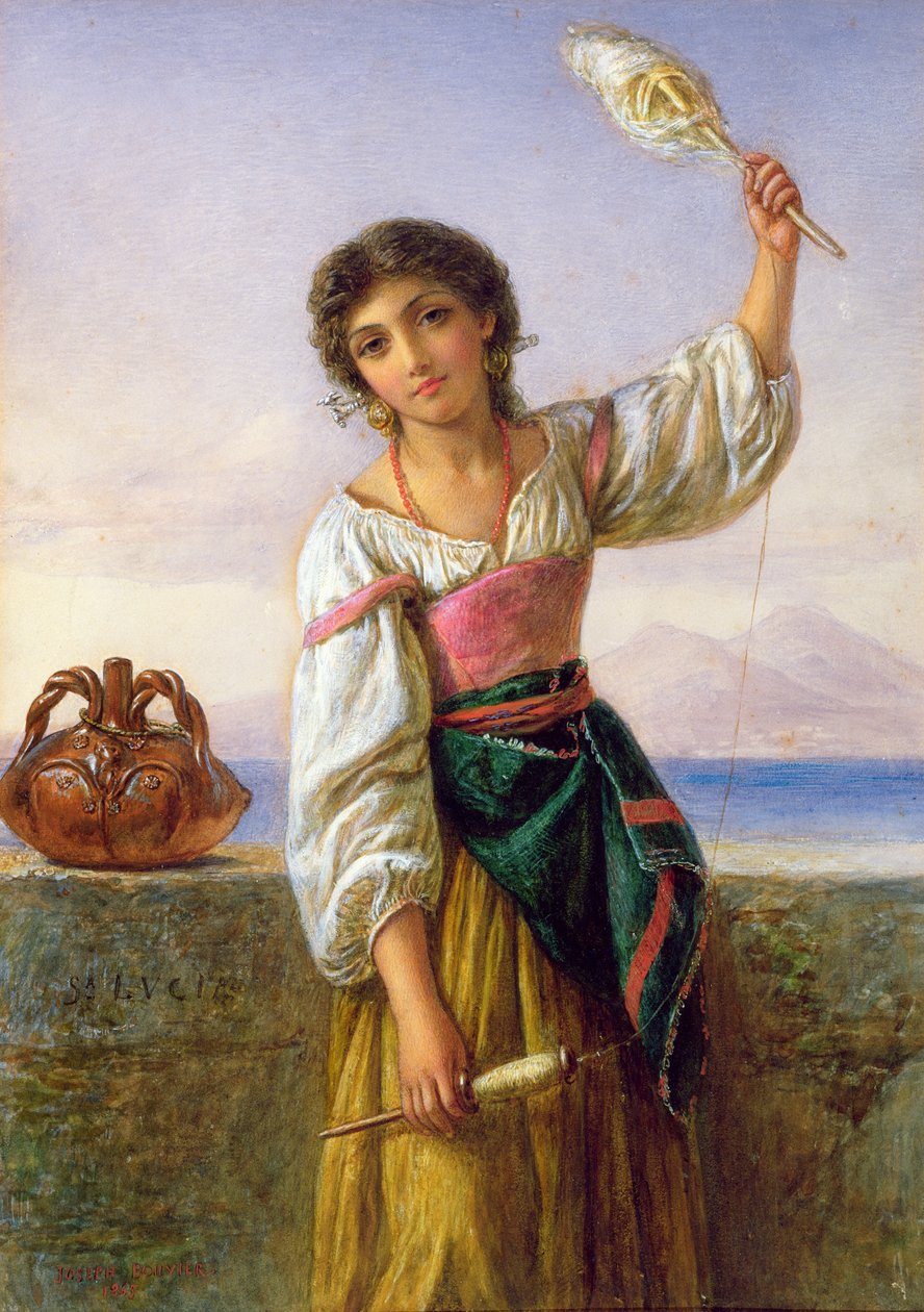 Junges Mädchen mit einer Spindel von Joseph Bouvier