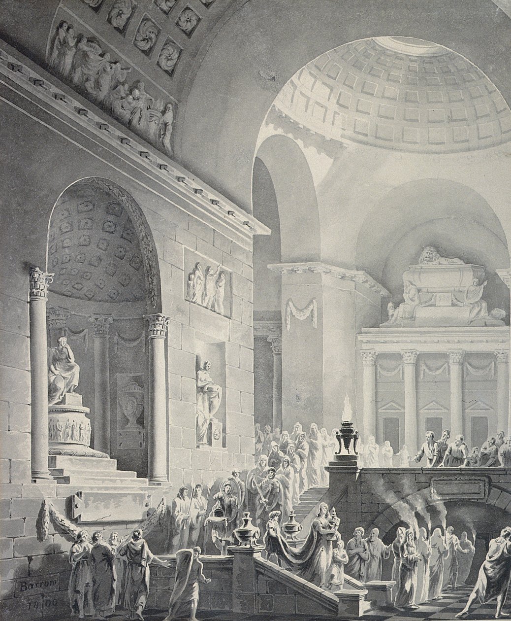 Szene in einem klassischen Tempel: Trauerzug eines Kriegers von Joseph Charles Barrow