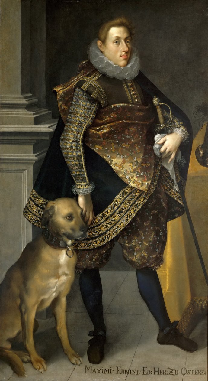 Erzherzog Maximilian Ernst (1583-1616) mit Jagdhund von Joseph Heintz the Elder