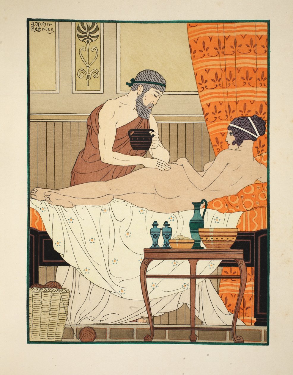 Anwendung von weißem ägyptischem Parfüm auf die Hüfte, Illustration aus 