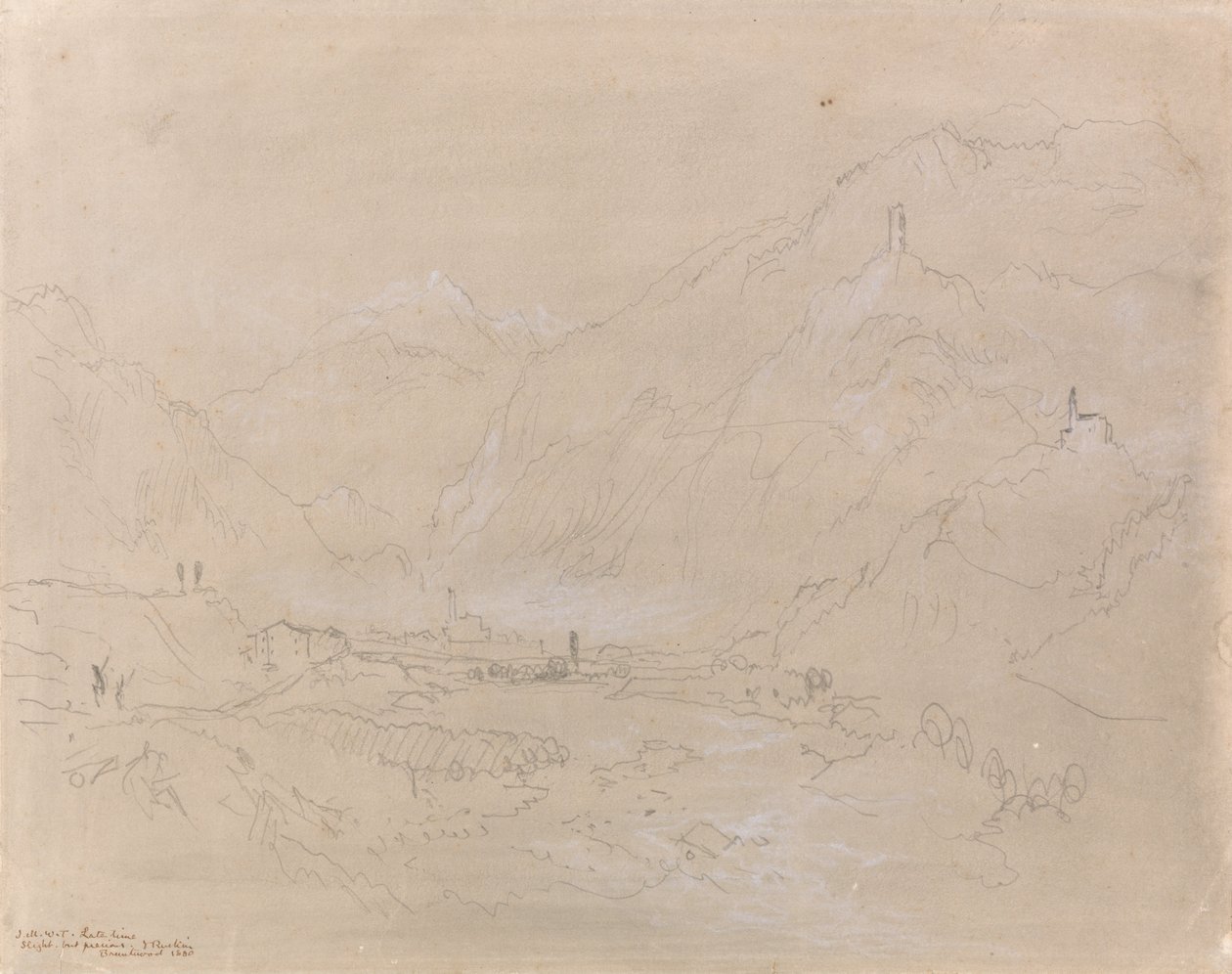 Gebirgige Landschaft mit Stadt im Tal von Joseph Mallord William Turner