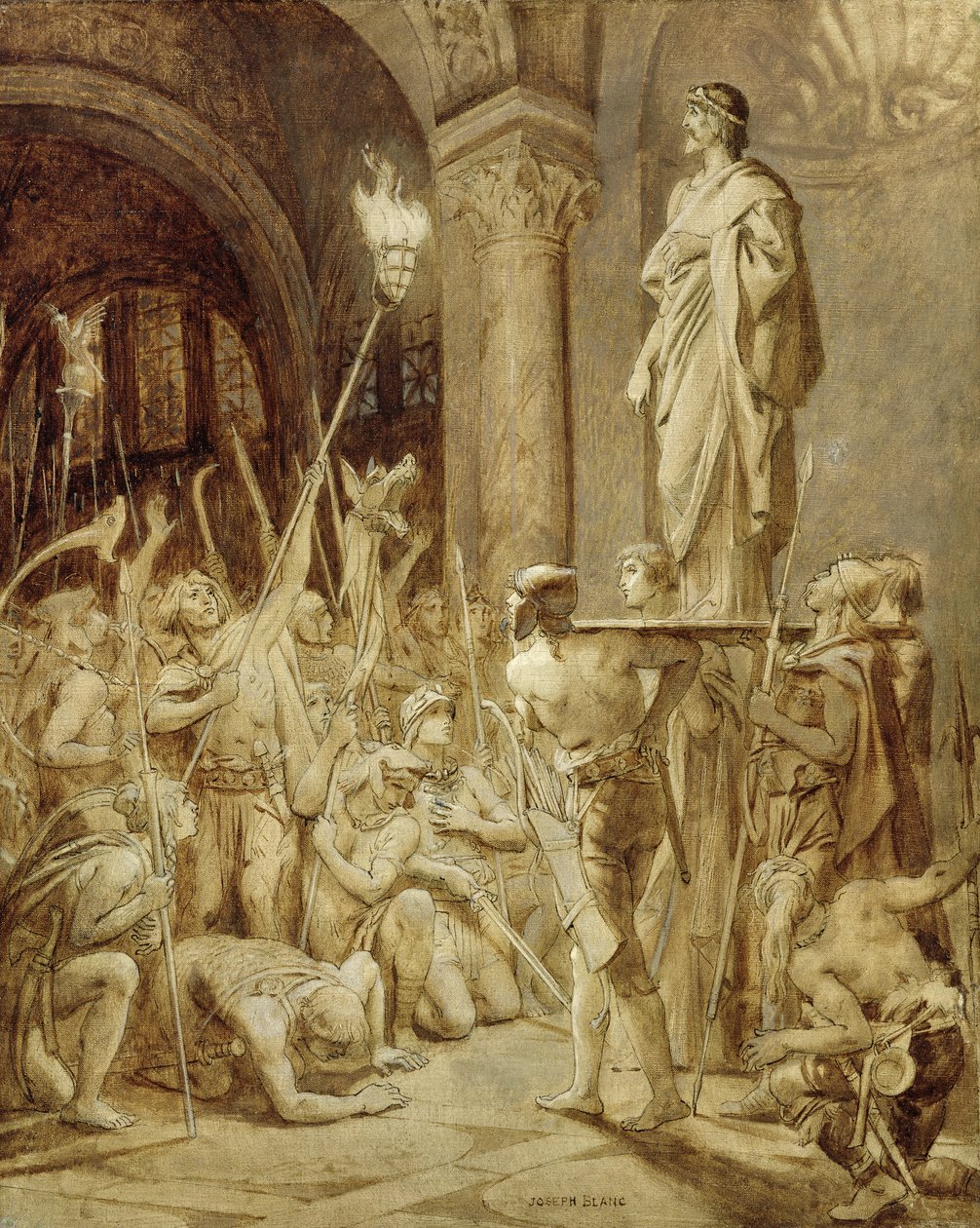 Chlodwig (465-511) auf seinem Schild getragen von Joseph Paul Blanc