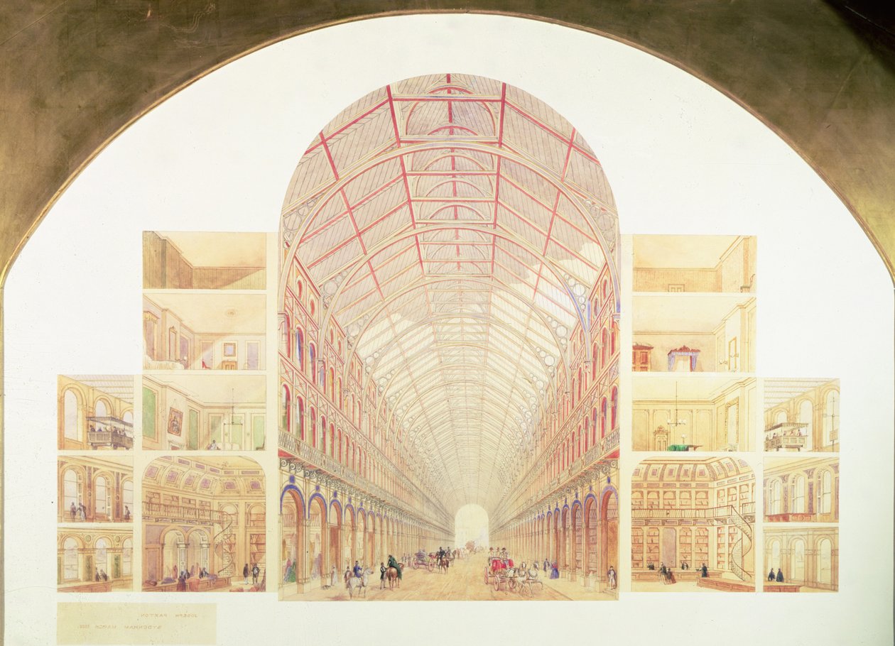 Schnittperspektive des vorgeschlagenen Great Victorian Way, ca. 1854 von Joseph Paxton