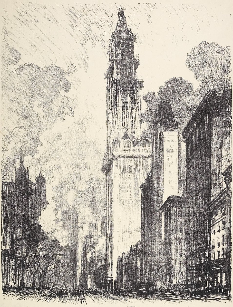 Das Woolworth Building, 1912 von Joseph Pennell
