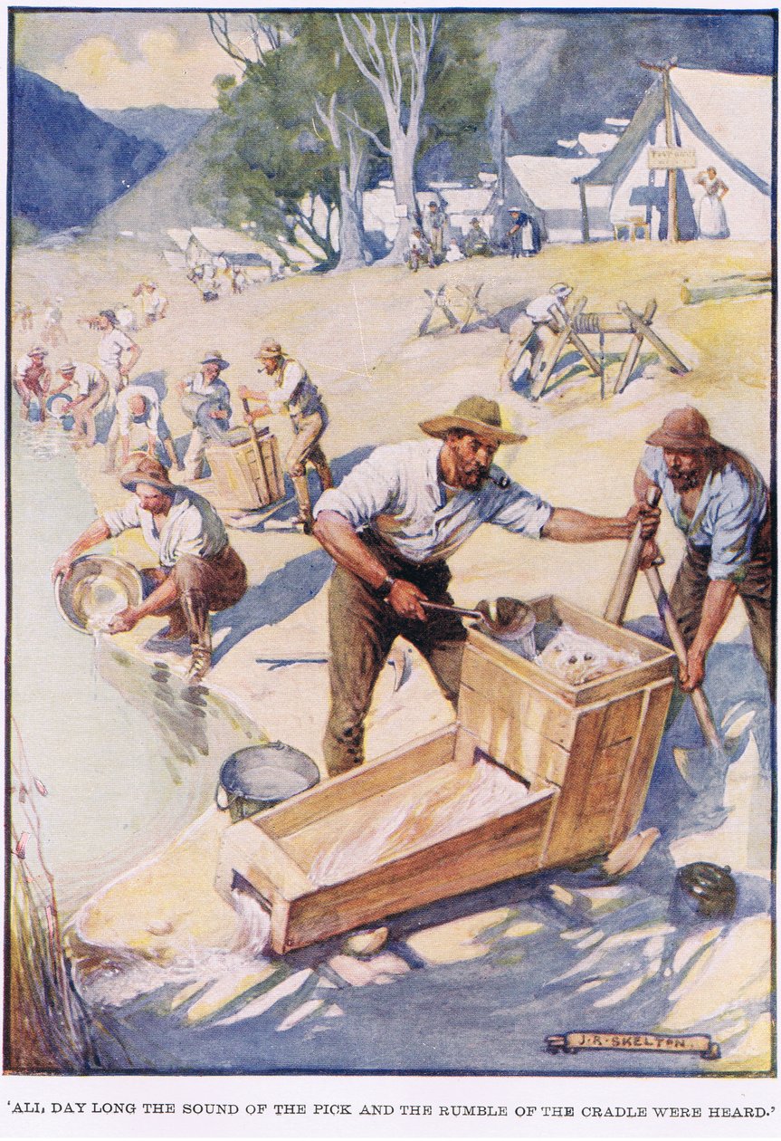 Den ganzen Tag lang war das Geräusch von Hacken und das Rumpeln der Wiege zu hören von Joseph Ratcliffe Skelton