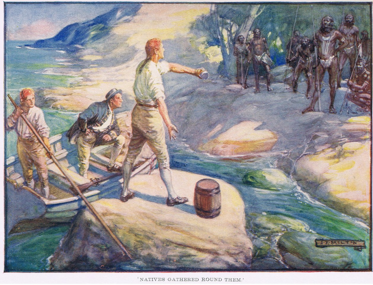 Einheimische versammelten sich um sie von Joseph Ratcliffe Skelton