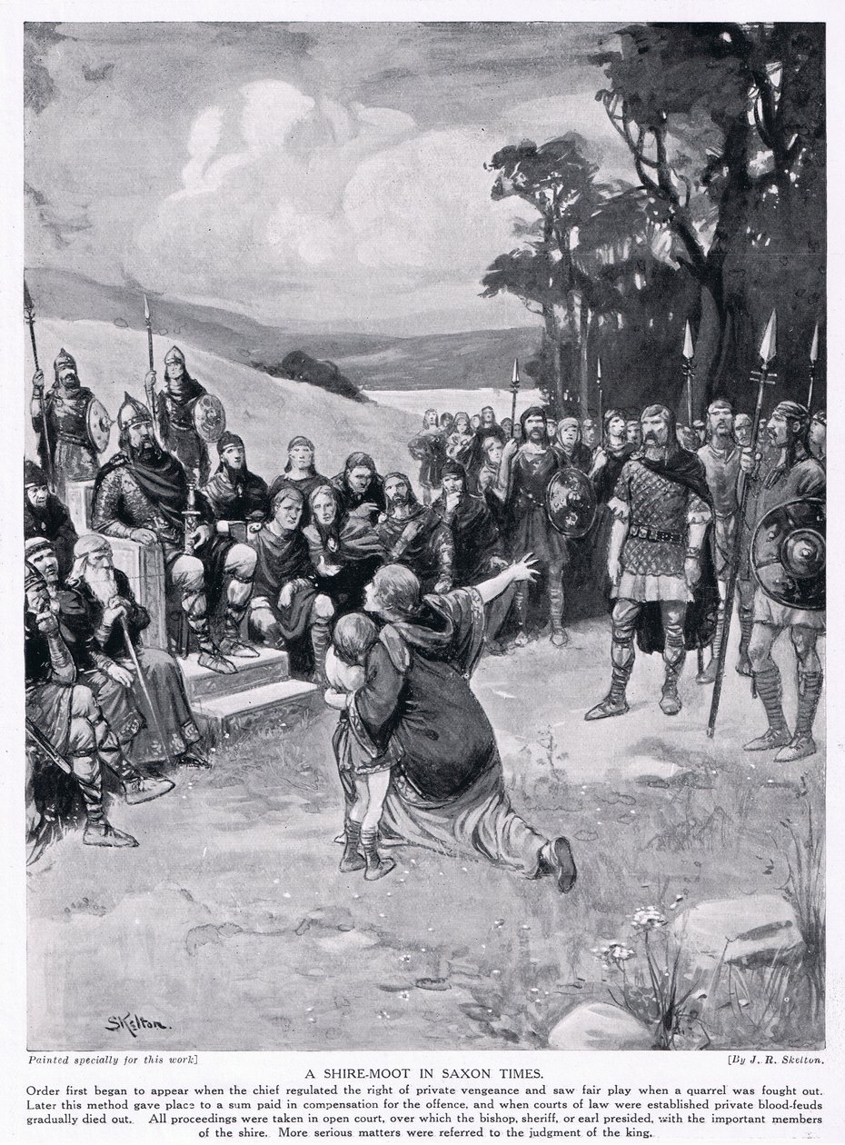 Das Shire Moot in sächsischer Zeit, 1920er Jahre von Joseph Ratcliffe Skelton