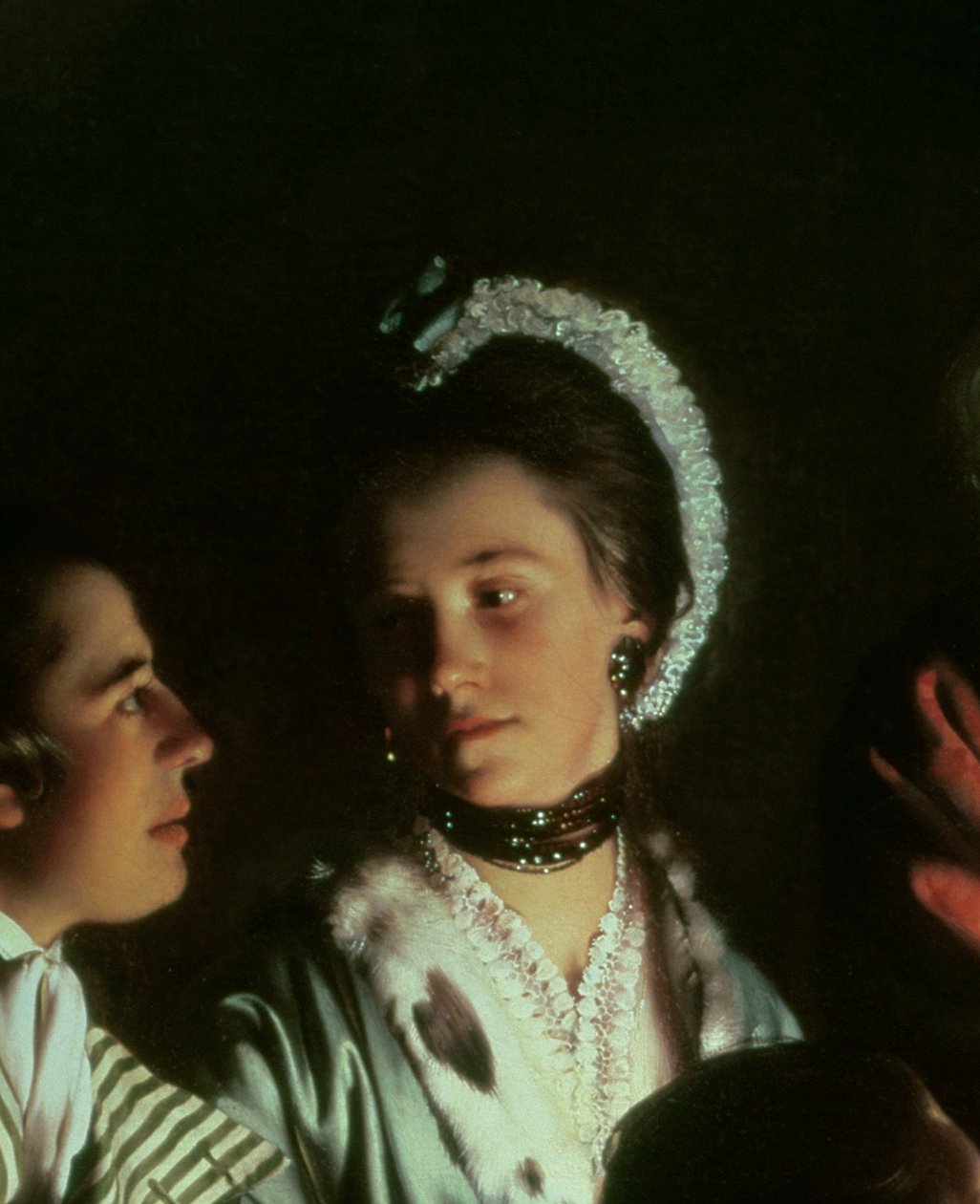 Ein Experiment an einem Vogel in der Luftpumpe, 1768 (Detail) von Joseph Wright of Derby