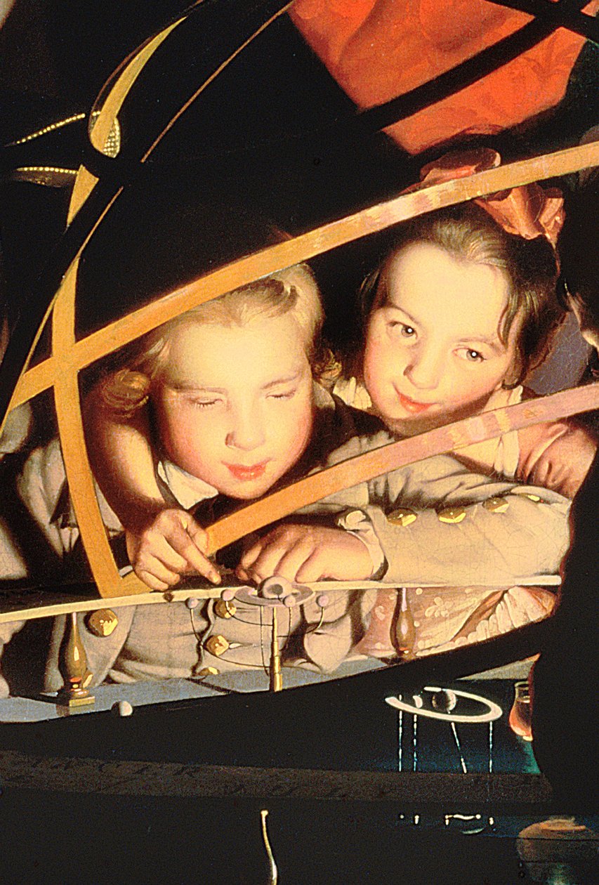 Kinder inspizieren das Orrery, ca. 1766 (Detail) von Joseph Wright of Derby