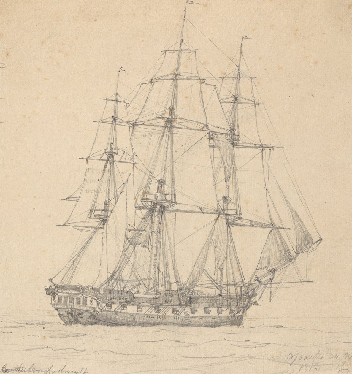 Einzelne Fregatte, Heck voraus 1813 von Joseph Cartwright