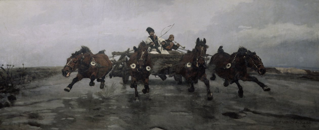 Vier in der Hand, 1881 von Joseph Chelmonski