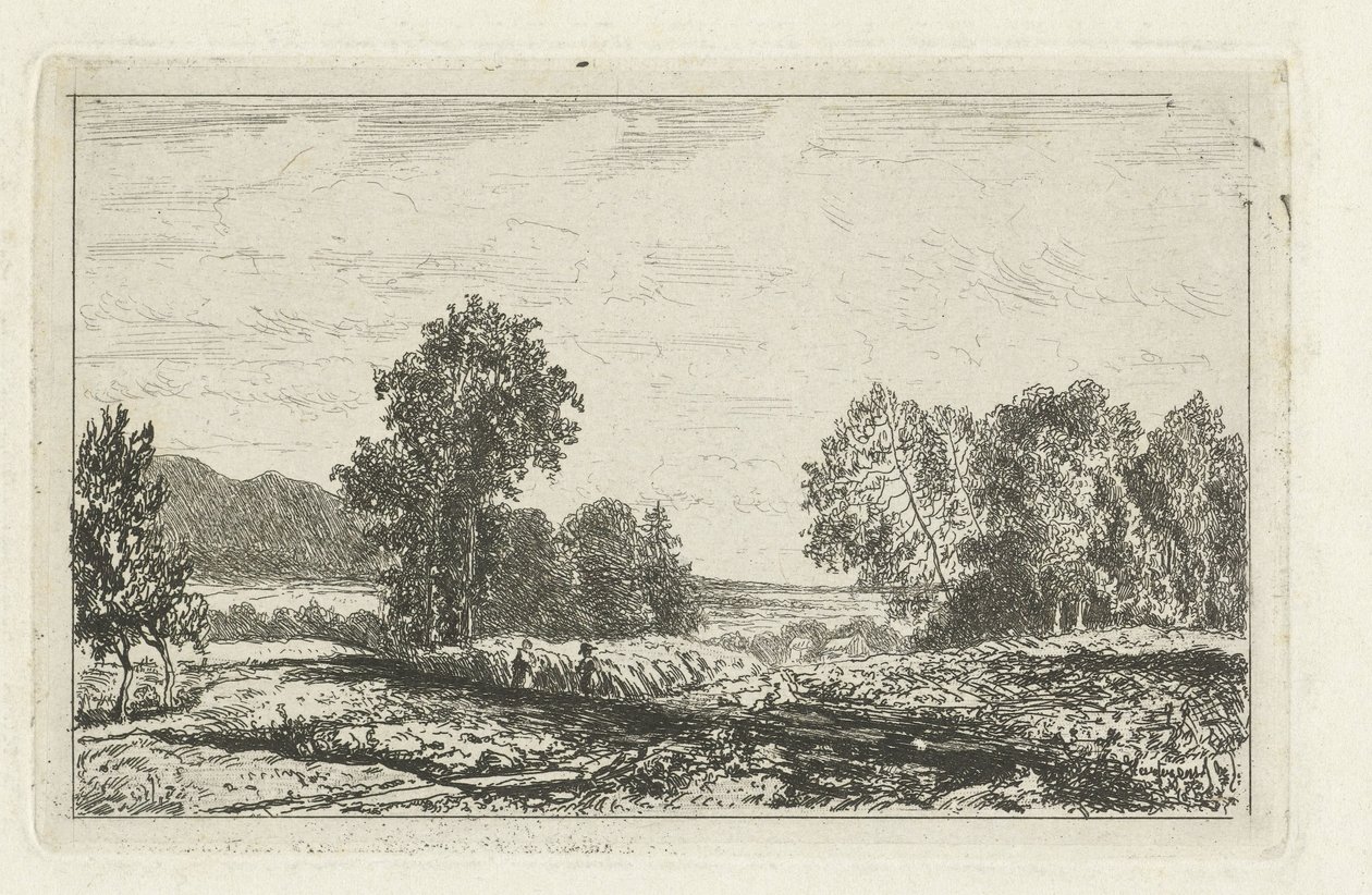 Landschaft mit zwei Figuren von Joseph Hartogensis