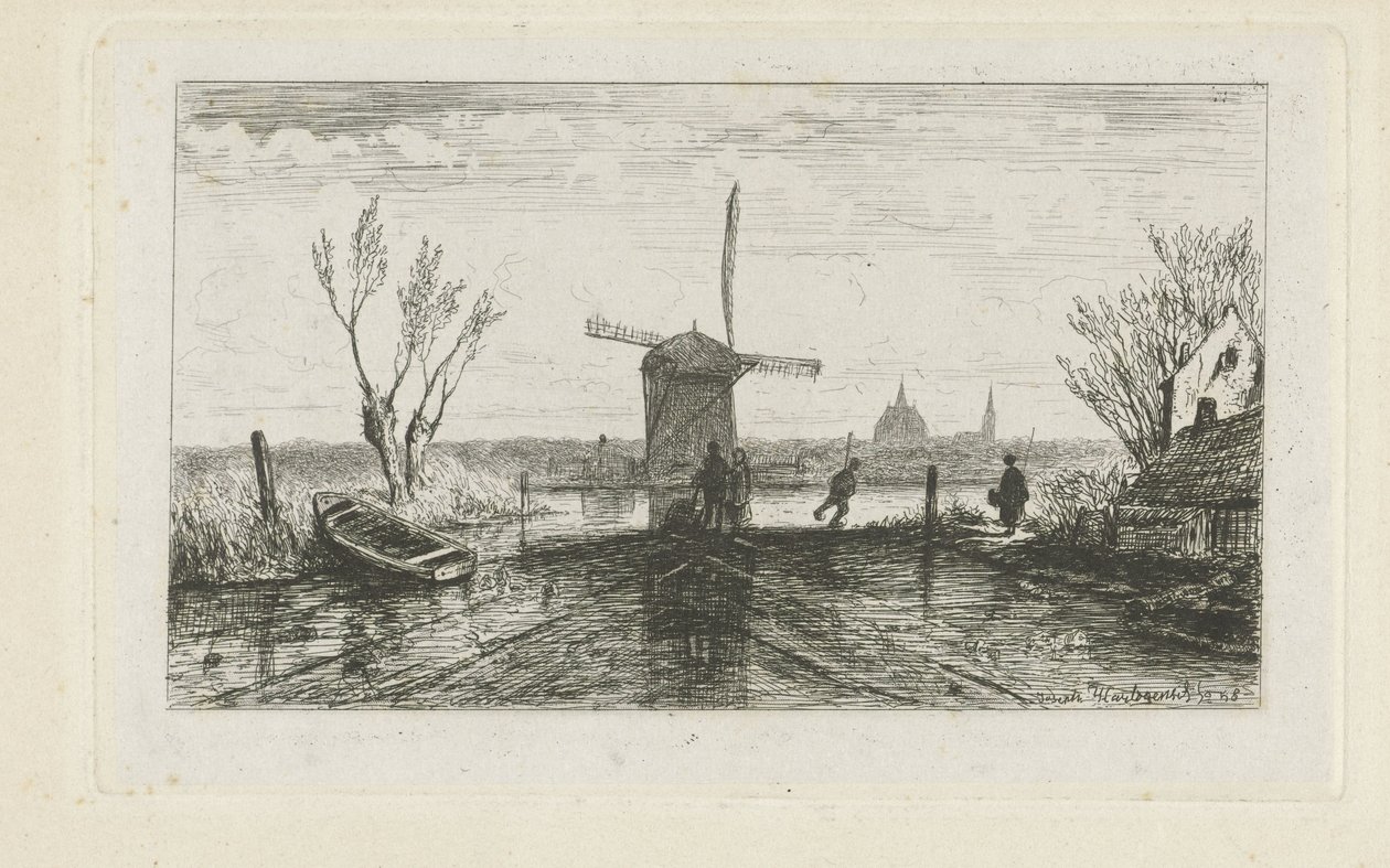 Schlittschuhläufer bei einer Mühle von Joseph Hartogensis